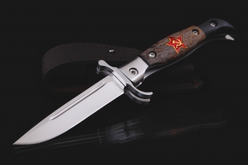 Складная "Финка НКВД" с красной звездой. Сталь Böhler N690. Рукоять карельская береза.
